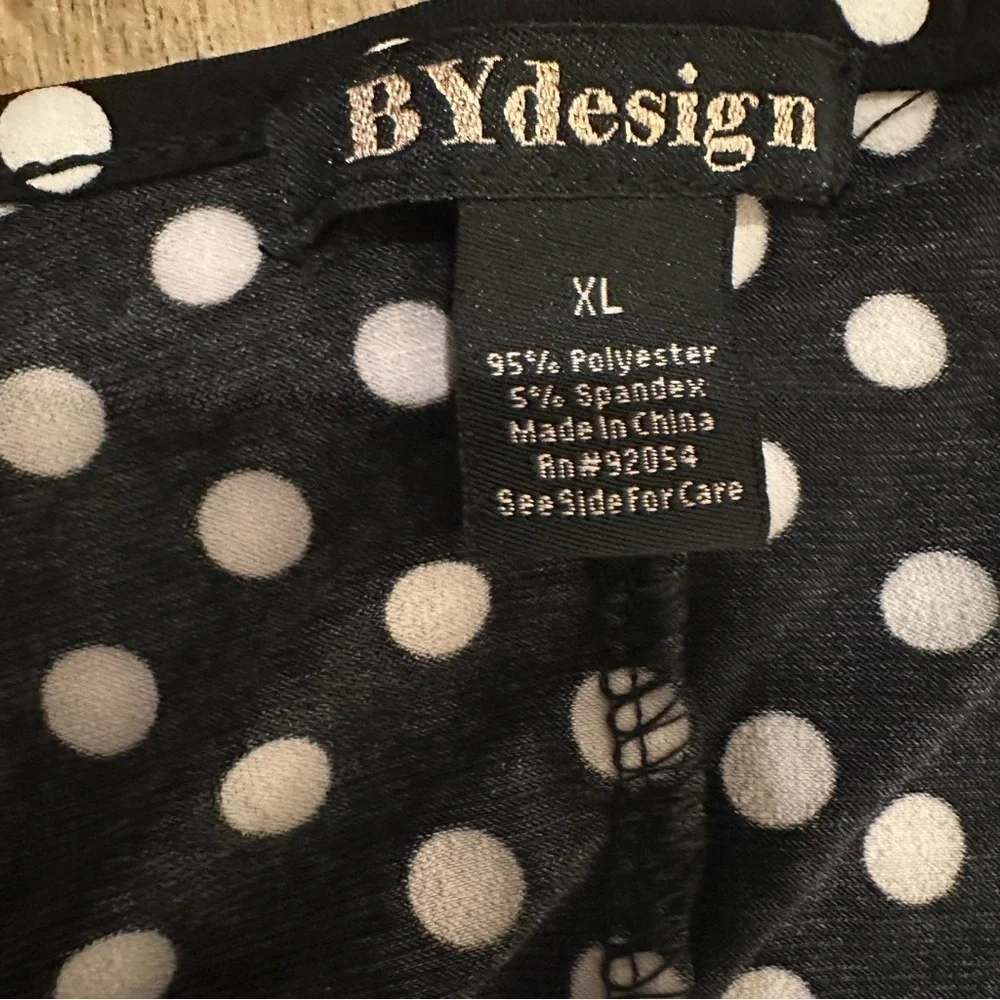 By Design Polka Dot Black Blouse Size XLarge - Picture 7 of 8